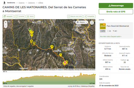 Ruta Wikiloc del Parc Rural del Montserrat